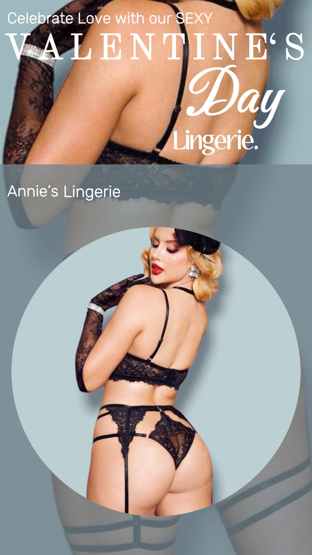 Black Lace Choker Lingerie Set, Gloves Not Included.