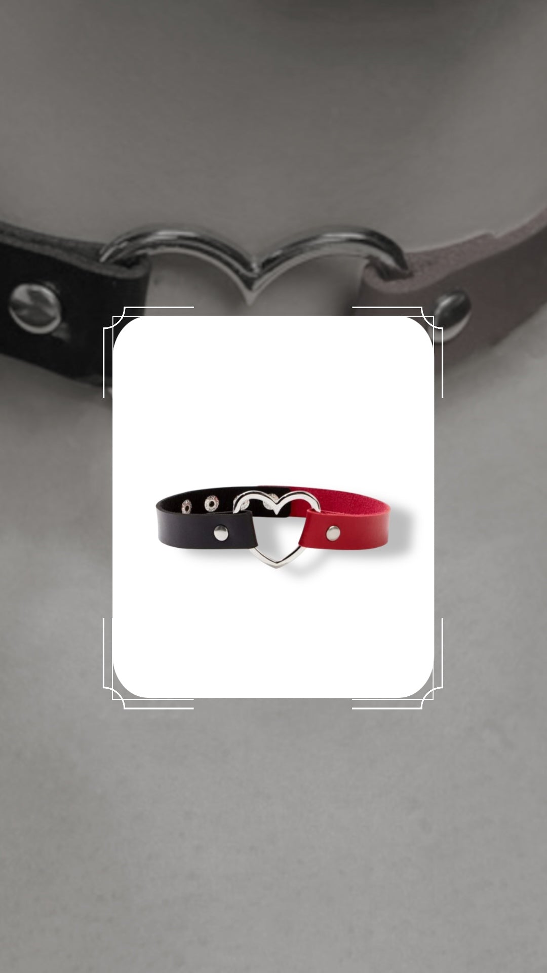Bicolor Leather Heart Choker