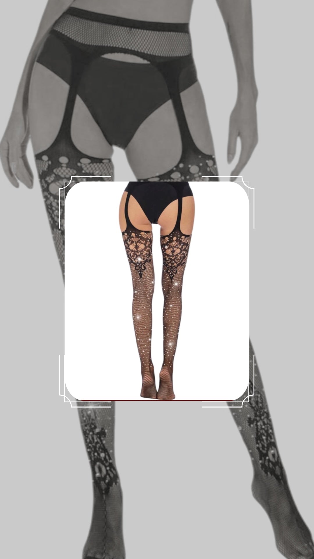 Open Crotch Fishnet Tights With Rhinestones.