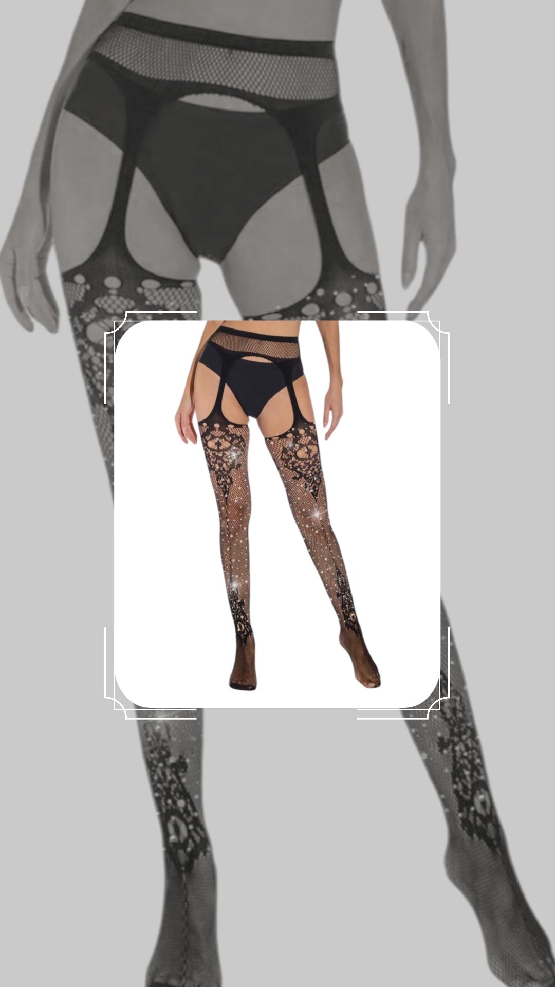Open Crotch Fishnet Tights With Rhinestones.