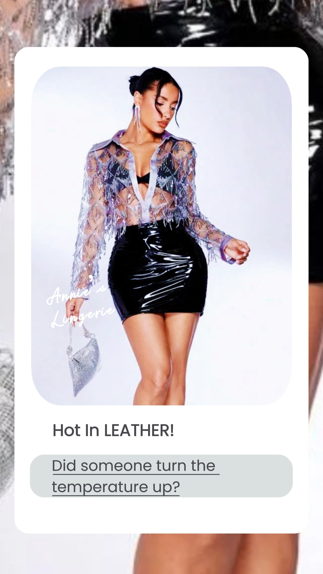 Black Glossy Leather Skirt.