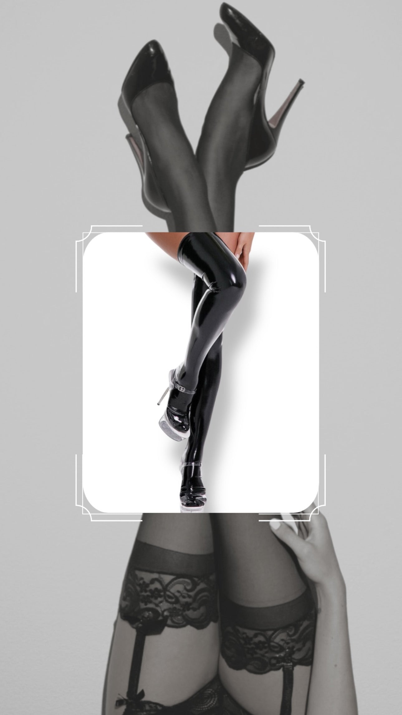 Glossy Leather Over The Knee Socks.