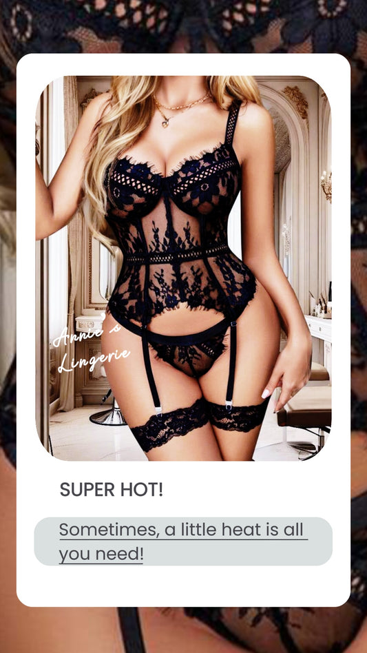 Sexy Lace Corset With Garter & Panty Lingerie Set.