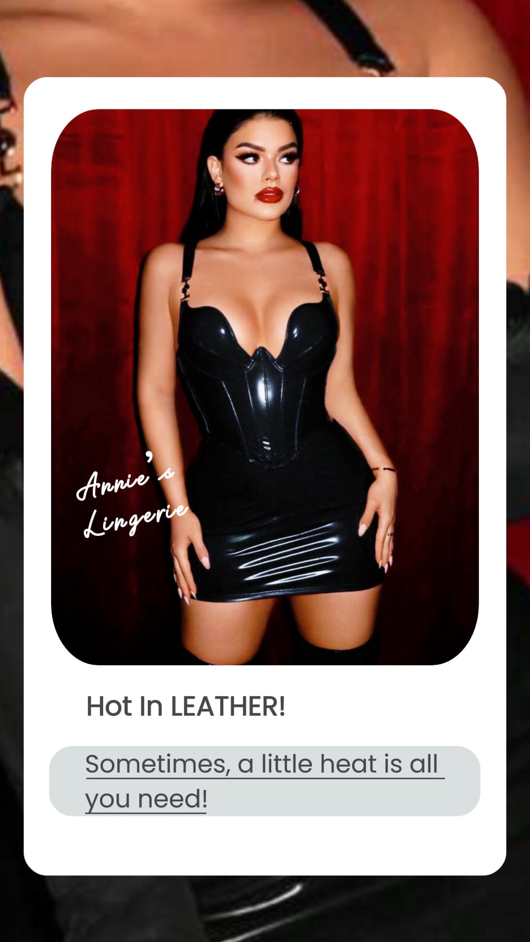 Glossy Leather Corset With Skirt & Gloves.