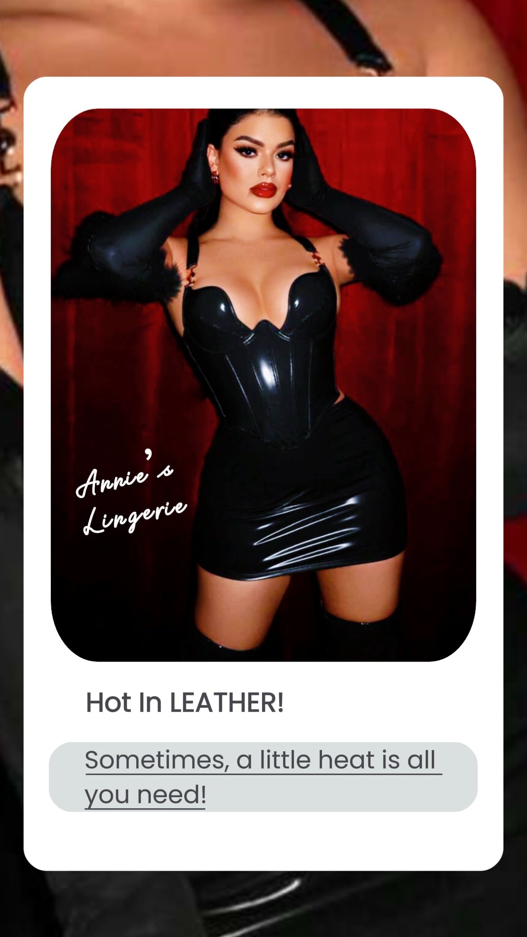 Glossy Leather Corset With Skirt & Gloves.