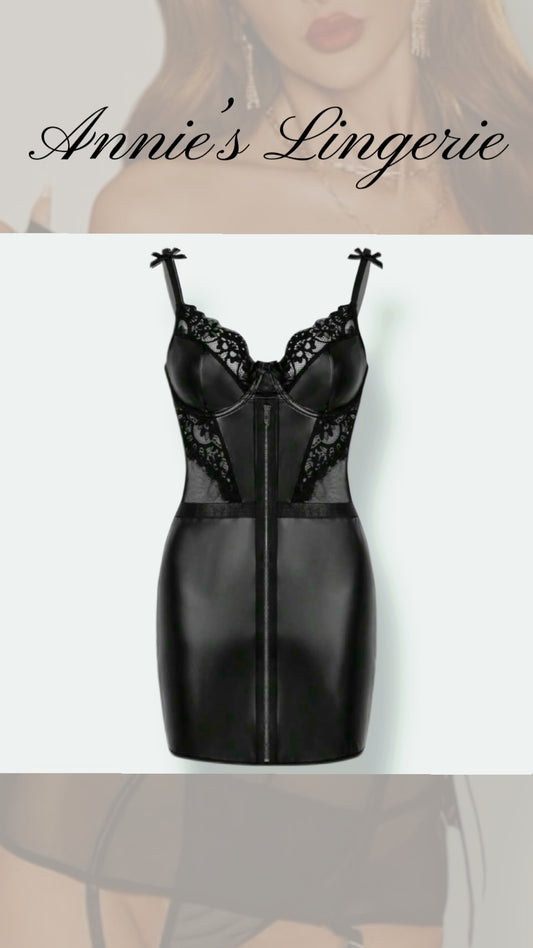 Sexy Leather Dress With Zipper.